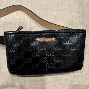 Michael Kors logo embossed black belt bag